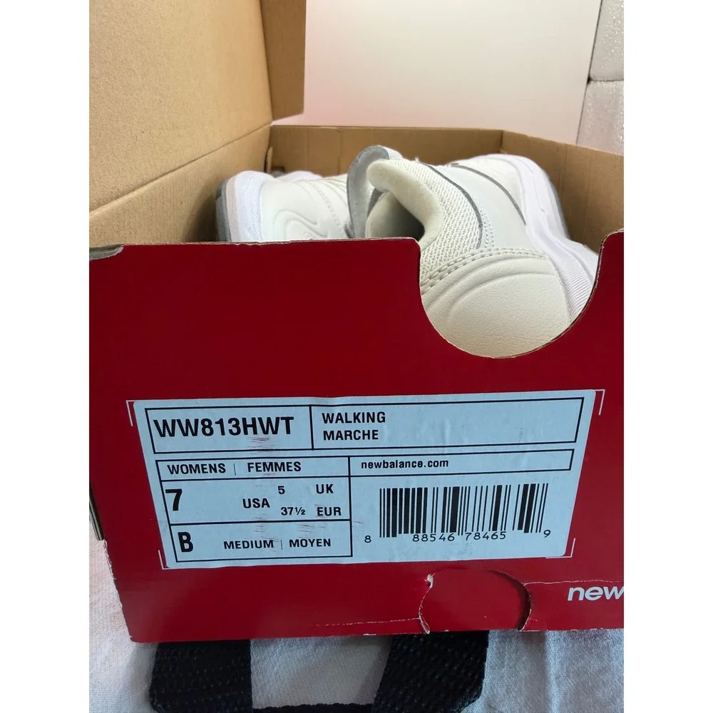 New Balance 813 Womens White Leather Walking ShoesWW813HWT Hook Loop Strap Size7 - Picture 2 of 5